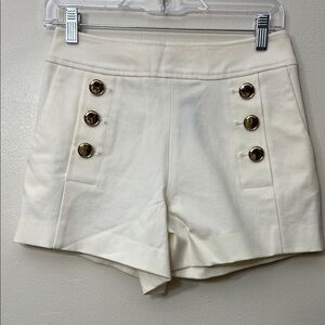 10 Crosby Derek Lam Cream High Waist Shorts with Gold Buttons